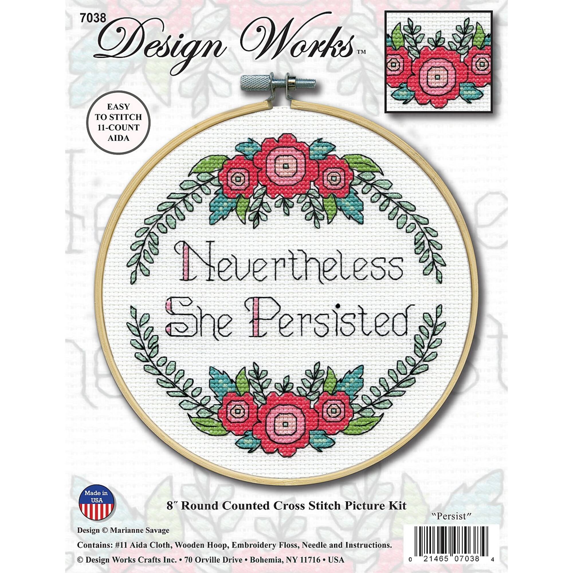 Design Works™ 8'' Round Nevertheless She Persisted Counted Cross Stitch Kit